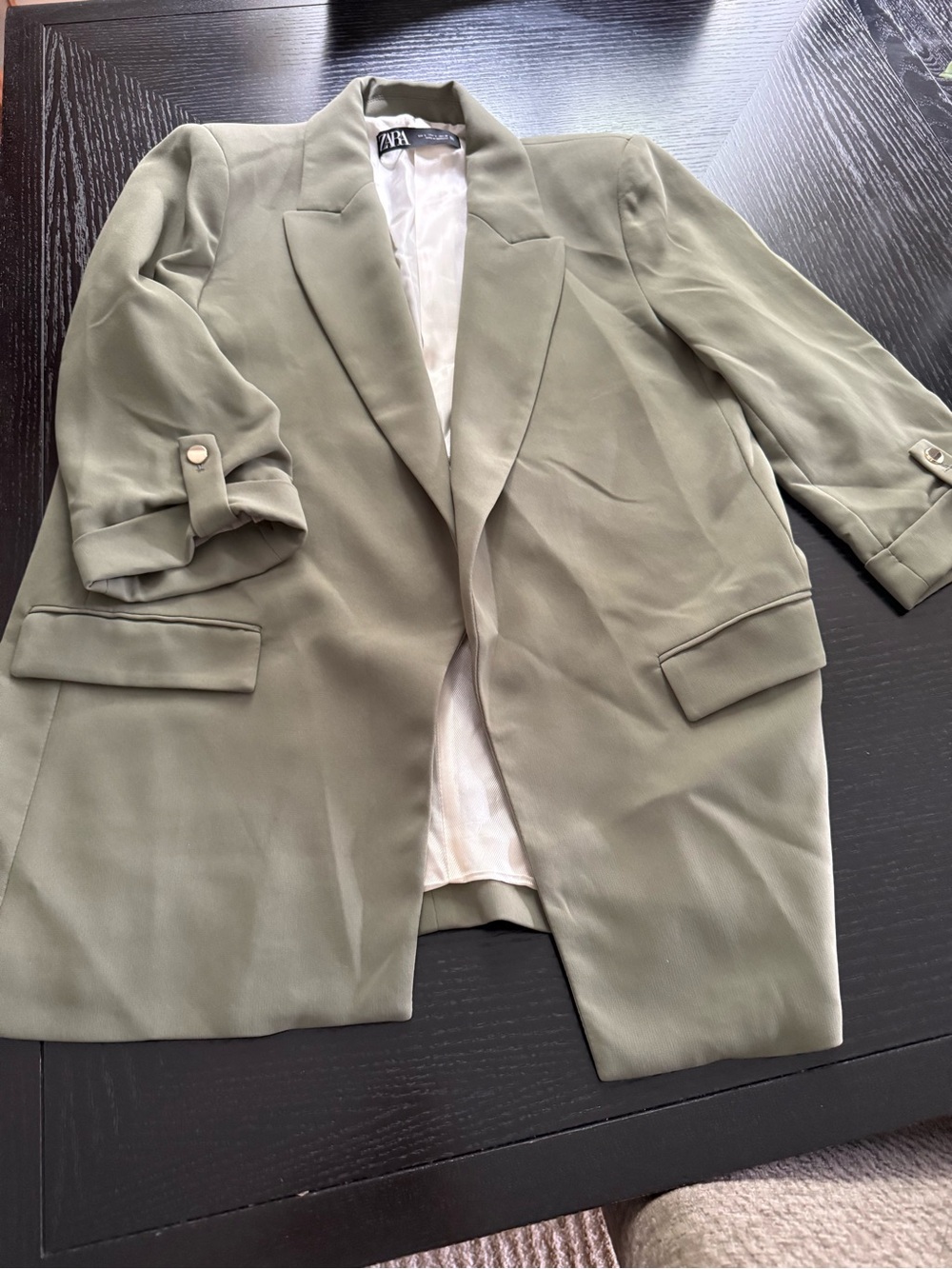 Zara Sage Green Relaxed Blazer Jacket